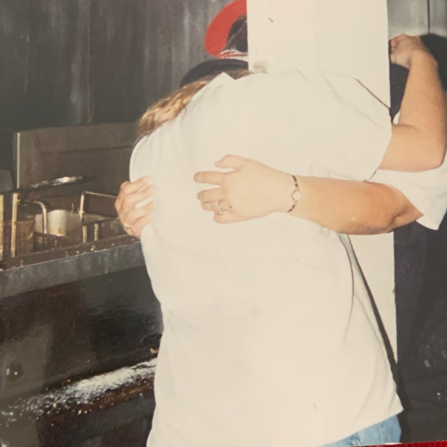Good morning peaches!!!
This picture is circa 1994. This is mom & I after a very long day at our cafe (The Harrison St Cafe). As you can see, it’s been me & her from the beginning. This weekend we catered the Bicentennial Gala here in Shelbyville, doing the desserts & hors d’oeuvres. The majority of all those goodies were prepared by this wonderful woman while I Continued to run the cafe. We committed to this and she held true (as always) by my side. Thank you mom, for always being my Lucy (or Ethel) in our wild adventures & ‘great ideas’!